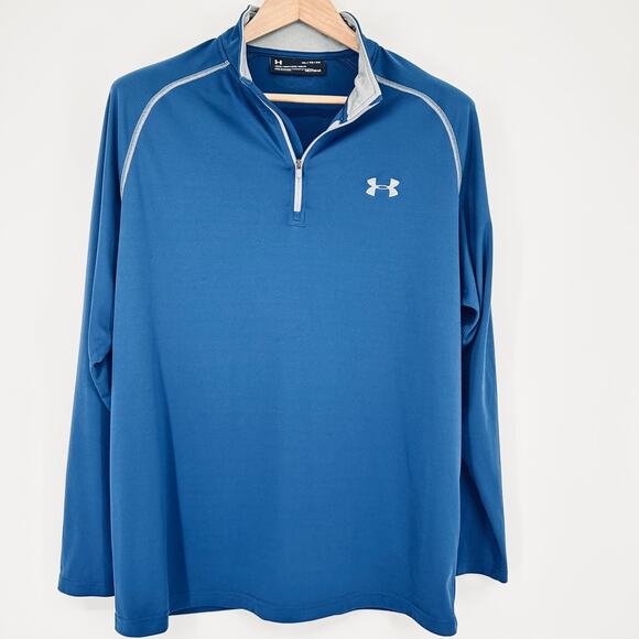 Under Armour Blue HeatGear 1/4 Zip Pullover Shirt XL - Picture 1 of 5